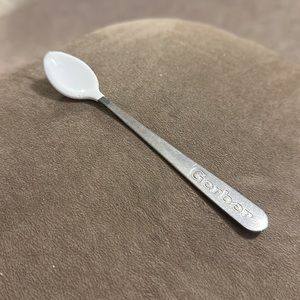 Vintage Baby Spoon by Gerber White Rubber spoon & Stainless Steel Made in USA